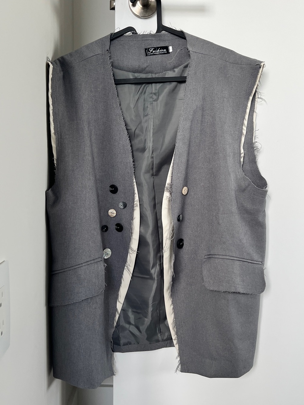 BNWOT Gray Sleeveless Blazer Vest with Button Detail